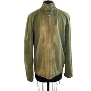 UNIS Green Long Sleeve Zip Front Cotton Military Style Jacket Size XS VTG Retro